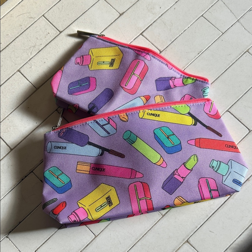 Clinique Purple Pink Makeup Bag Set